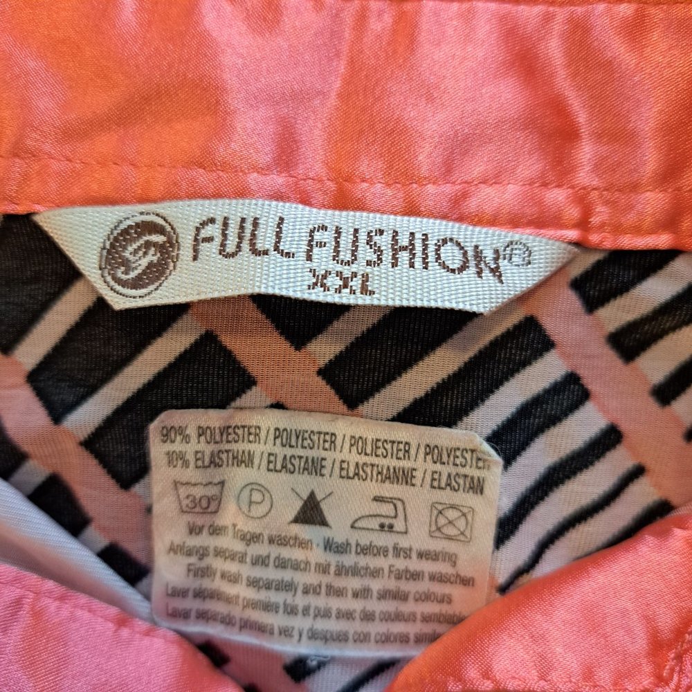 Full Fusion Collared Button Down Patterned Silky Blouse Plus Size XXL - Picture 5 of 5